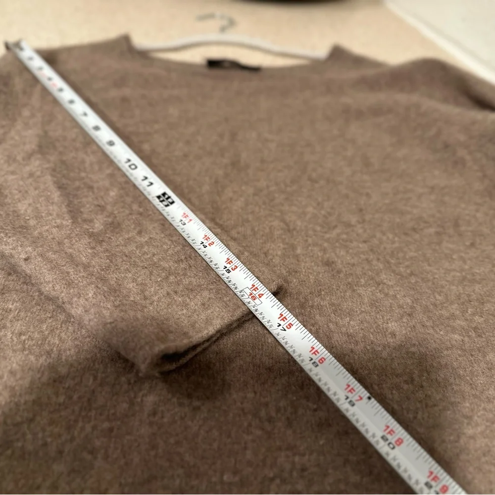 Lusso 100% cashmere Boatneck Sweater in Medium Brown XXL Round Hem Mid Sleeves - Picture 9 of 16